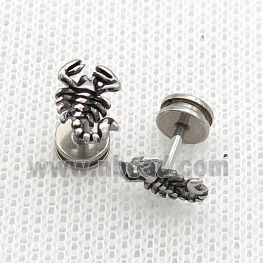 Raw Stainless Steel Stud Earrings Scorpio