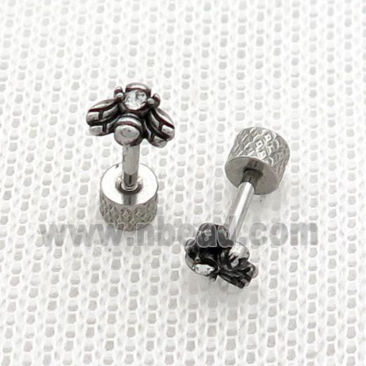 Raw Stainless Steel Stud Earrings Bee