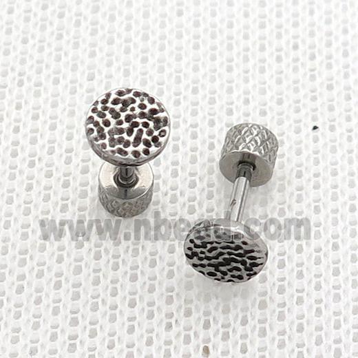 Raw Stainless Steel Stud Earrings Circle