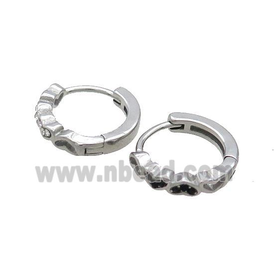 Raw Stainless Steel Hoop Earrings Pave Rhinestone