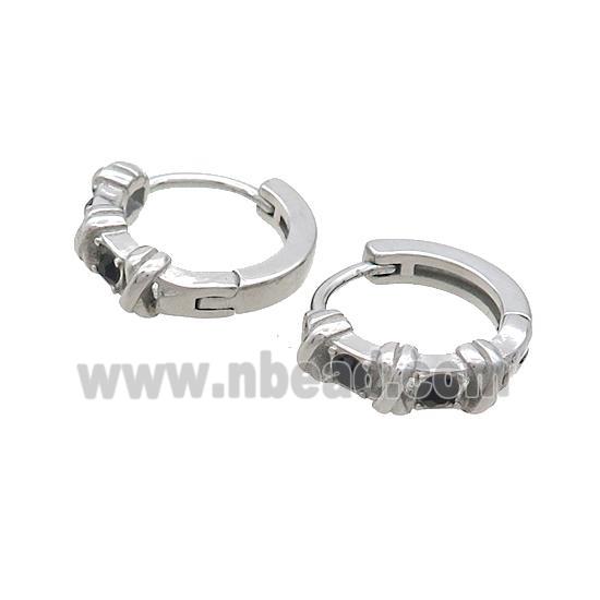 Raw Stainless Steel Hoop Earrings Pave Rhinestone