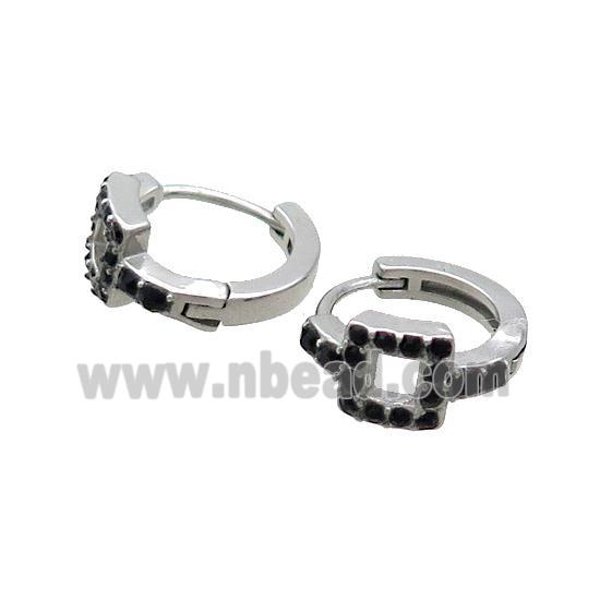 Raw Stainless Steel Hoop Earrings Pave Rhinestone