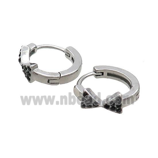 Raw Stainless Steel Hoop Earrings Pave Rhinestone