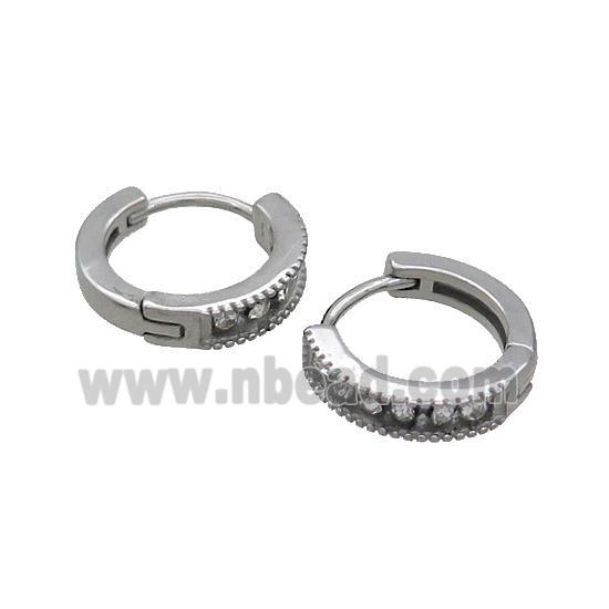 Raw Stainless Steel Hoop Earrings Pave Rhinestone