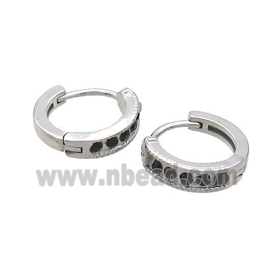 Raw Stainless Steel Hoop Earrings Pave Rhinestone