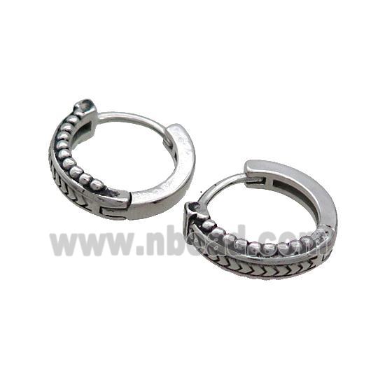 Stainless Steel Hoop Earrings Antique Silver