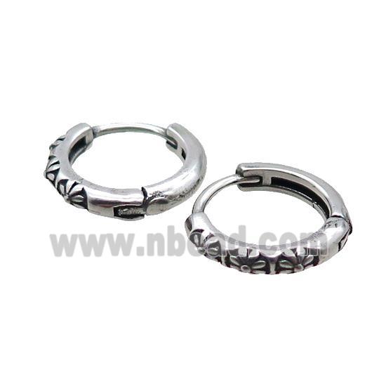 Stainless Steel Hoop Earrings Antique Silver