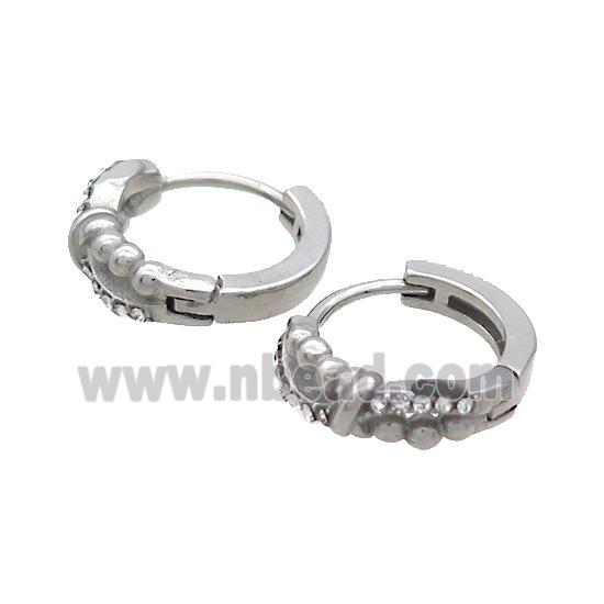 Raw Stainless Steel Hoop Earrings Pave Rhinestone