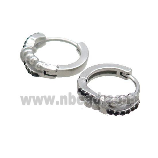 Raw Stainless Steel Hoop Earrings Pave Rhinestone