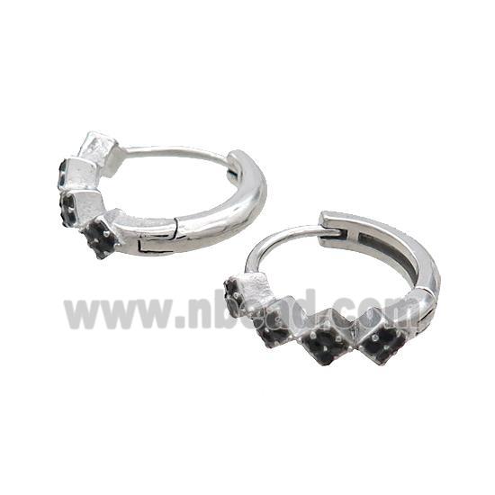 Raw Stainless Steel Hoop Earrings Pave Rhinestone