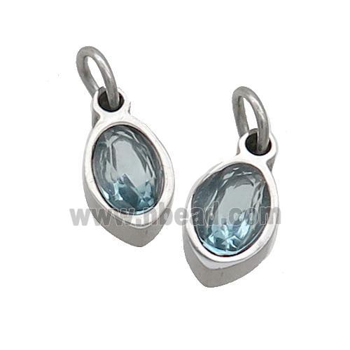 Raw Stainless Steel Eye Pendant Pave Aqua Zircon