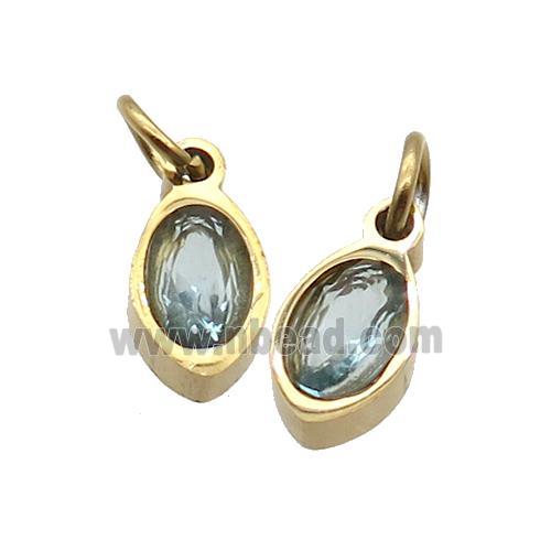 Stainless Steel Eye Pendant Pave Blue Zircon Gold Plated