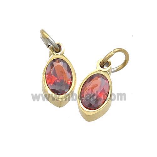 Stainless Steel Eye Pendant Pave Orange Zircon Gold Plated