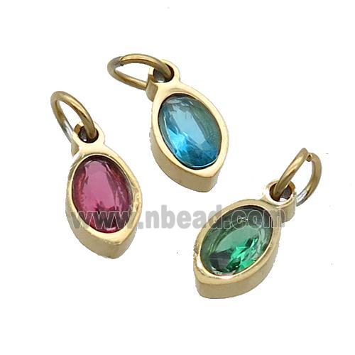 Stainless Steel Eye Pendant Pave Zircon Gold Plated Mixed