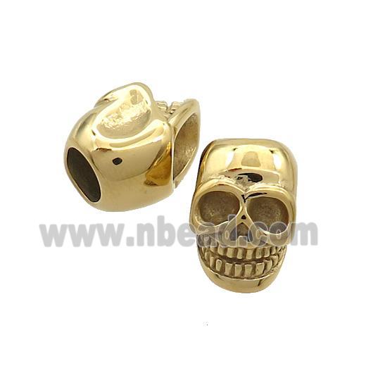 Stainless Steel Skull Beads Large Hole Gold Plated