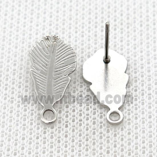 Raw Stainless Steel Stud Earrings Leaf