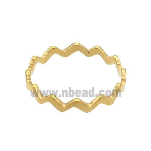 Stainless Steel Rings Wave Gold Plated