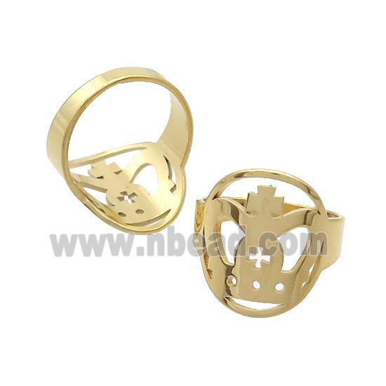 Stainless Steel Rings Crown Gold Plated