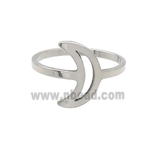 Raw Stainless Steel Rings Moon