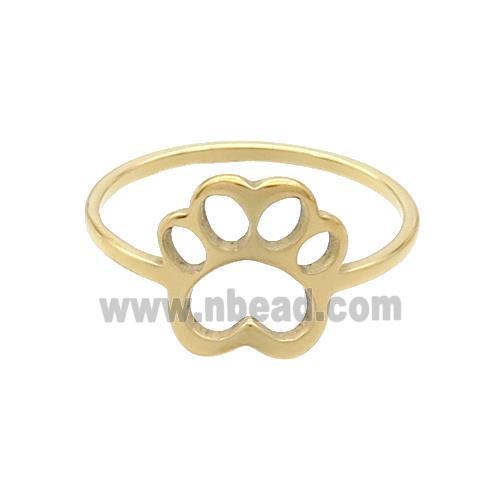 Stainless Steel Rings Paw Gold Plated