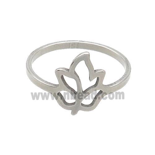 Raw Stainless Steel Flower Tulip Rings Flower