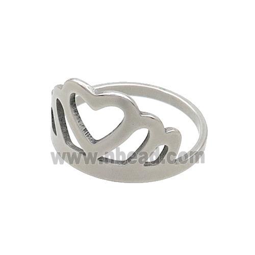 Raw Stainless Steel Heart Crown Rings