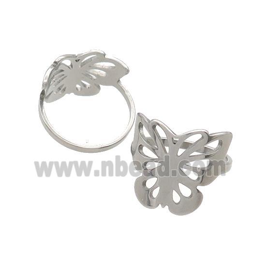 Raw Stainless Steel Rings Butterfly