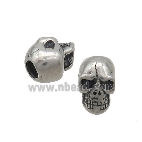 Stainless Steel Skull Beads Large Hole Antique Silver