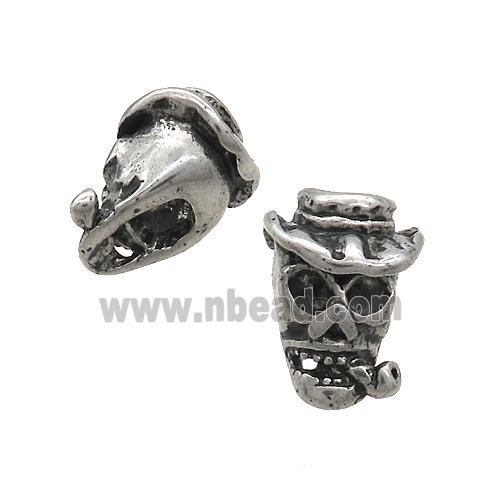 Stainless Steel Skull Beads Large Hole Antique Silver