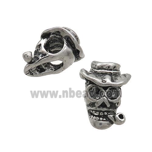 Stainless Steel Skull Beads Large Hole Antique Silver