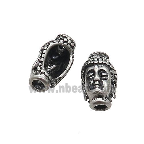 Stainless Steel Buddha Beads Large Hole Antique Silver