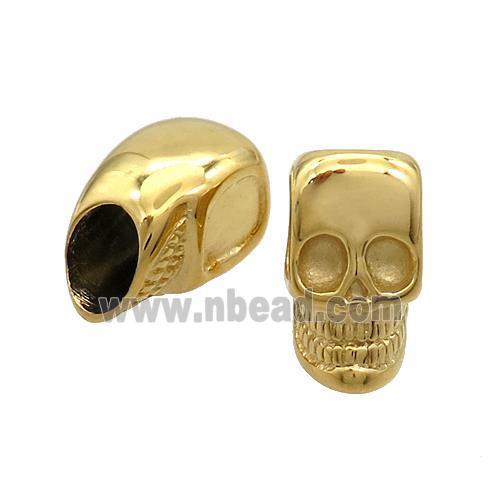 Stainless Steel Skull Beads Large Hole Gold Plated