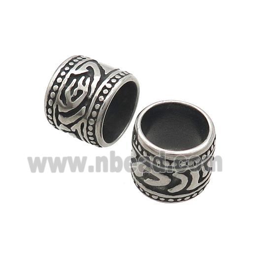 Stainless Steel Column Beads Large Hole Antique Silver