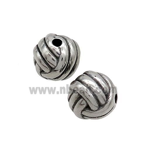 Stainless Steel Beads Round Antique Silver