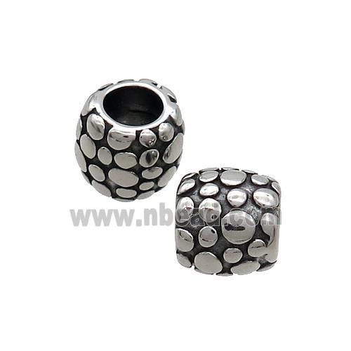 Stainless Steel Barrel Beads Large Hole Antique Silver