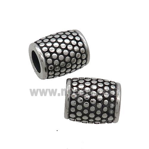 Stainless Steel Barrel Beads Large Hole Antique Silver