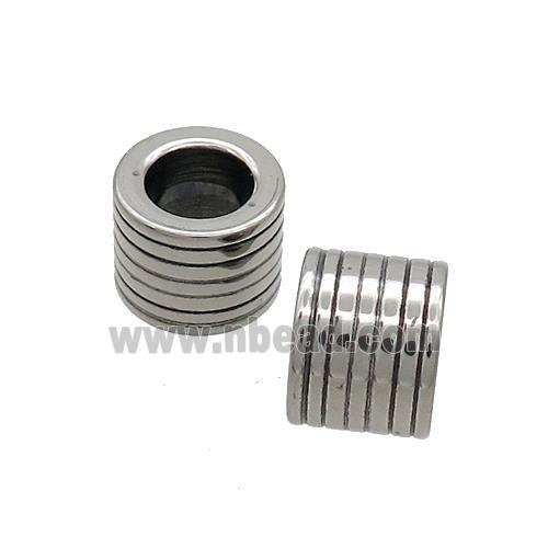 Stainless Steel Column Beads Tube Large Hole Antique Silver