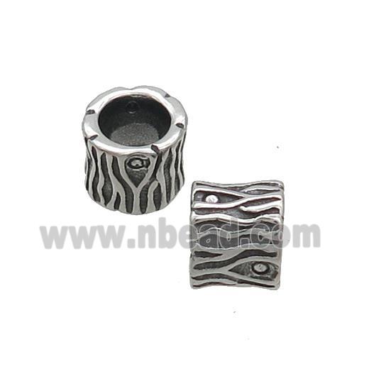 Stainless Steel Tube Beads Large Hole Antique Silver