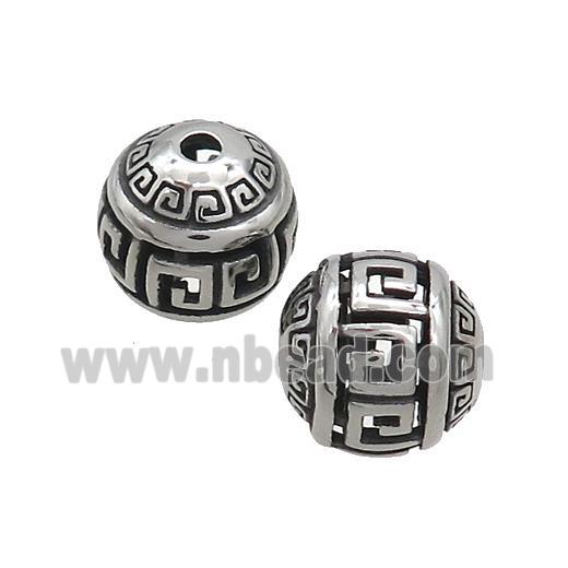 Stainless Steel Round Beads Hollow Antique Silver