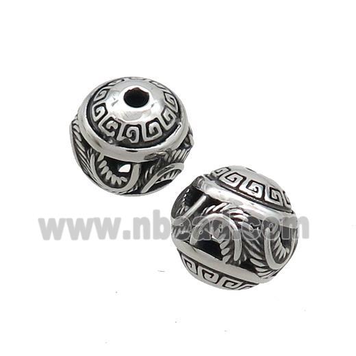 Stainless Steel Round Beads Hollow Antique Silver