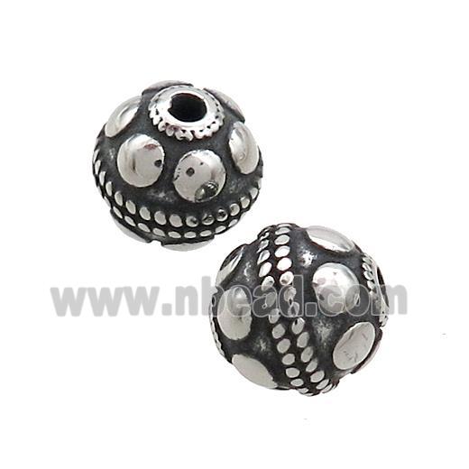 Stainless Steel Round Beads Antique Silver