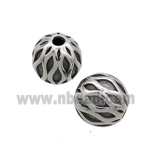 Stainless Steel Round Beads Antique Silver