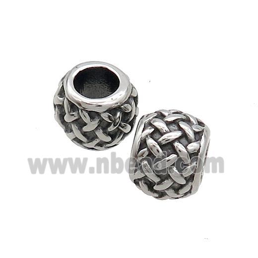 Stainless Steel Round Beads Large Hole Antique Silver