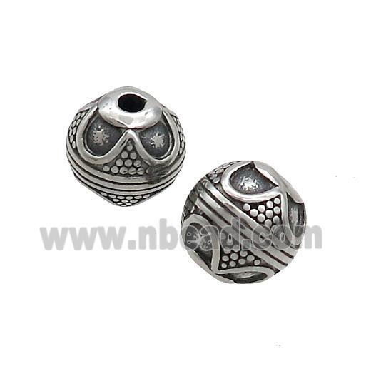 Stainless Steel Round Beads Antique Silver