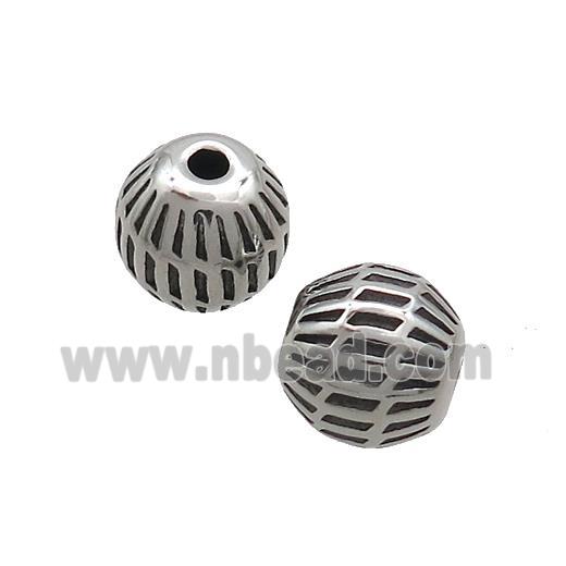 Stainless Steel Round Beads Antique Silver