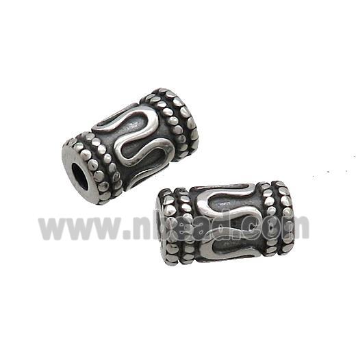 Stainless Steel Tube Beads Antique Silver