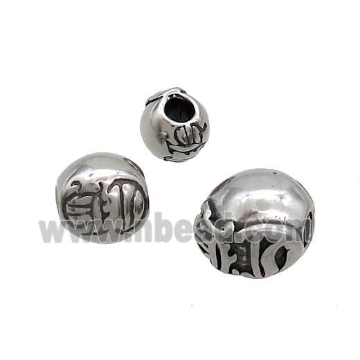 Stainless Steel Round Beads Antique Silver