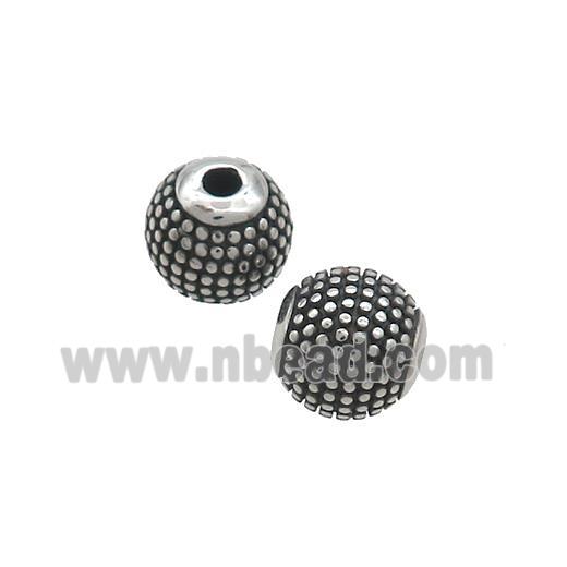 Stainless Steel Round Beads Antique Silver