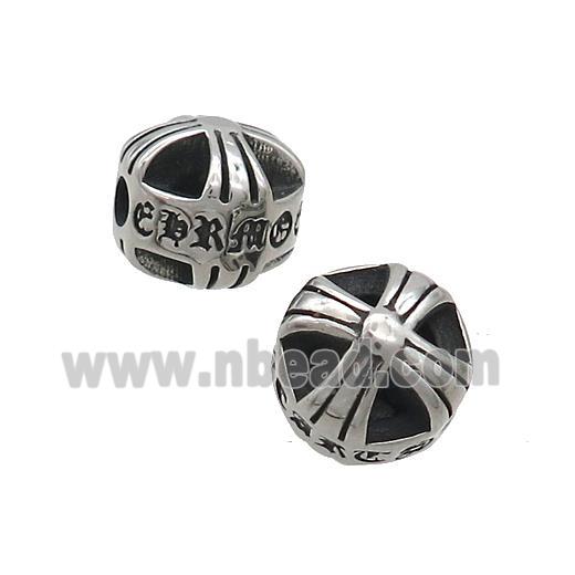 Stainless Steel Round Beads Antique Silver