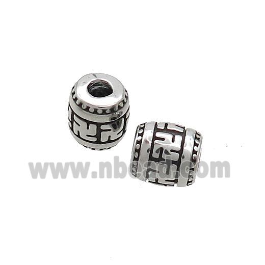 Stainless Steel Barrel Beads Large Hole Antique Silver